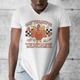 One Thankful Teacher Thanksgiving Retro Groovy Fall Teachers Men's V-Neck T-Shirt, Groovy Teacher Gifts, funny design One Thankful Teacher Thanksgiving Retro Groovy Fall Teachers Men's V-Neck T-Shirt, Groovy Teacher Gifts, funny design