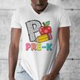 P Is For Pre-K Teacher Pencil Apple Back To School Men's V-Neck T-Shirt, funny design P Is For Pre-K Teacher Pencil Apple Back To School Men's V-Neck T-Shirt, funny design