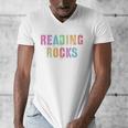 READING ROCKS English Teacher ELA ABCD Read Star Kinder Men's V-Neck T-Shirt, English Teacher Gifts, funny design READING ROCKS English Teacher ELA ABCD Read Star Kinder Men's V-Neck T-Shirt, English Teacher Gifts, funny design