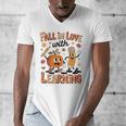 Retro Fall In Love With Learning Autumn Pumpkin Teacher Kids Men's V-Neck T-Shirt, funny design Retro Fall In Love With Learning Autumn Pumpkin Teacher Kids Men's V-Neck T-Shirt, funny design