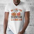 Retro Fall In Love With Learning Autumn Pumpkin Teacher Men's V-Neck T-Shirt, funny design Retro Fall In Love With Learning Autumn Pumpkin Teacher Men's V-Neck T-Shirt, funny design