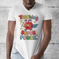 Retro Teaching Is My Superpower Apple Teacher Appreciation Men's V-Neck T-Shirt, funny design Retro Teaching Is My Superpower Apple Teacher Appreciation Men's V-Neck T-Shirt, funny design