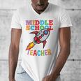 Space Middle School Teacher Back To School Men Women Kids Men's V-Neck T-Shirt, funny design