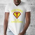 Teaching Is My Superpower Fun Elementary Teacher 1st Grade Men's V-Neck T-Shirt, funny design
