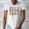 Women Literacy Is My Jam Literacy Teacher Reading Teacher Men's V-Neck T-Shirt, funny design Women Literacy Is My Jam Literacy Teacher Reading Teacher Men's V-Neck T-Shirt, funny design