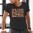 100 Days Of School Music Teacher Men's V-Neck T-Shirt, gift for family, gift for coworker
