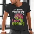 3rd Grade Teachers Love Brains Zombie Teacher Halloween Men's V-Neck T-Shirt, gift for family, gift for coworker