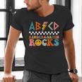 ABCD Kindergarten Rocks Back To School Teacher Kindergarten Men's V-Neck T-Shirt, gift for family, gift for coworker ABCD Kindergarten Rocks Back To School Teacher Kindergarten Men's V-Neck T-Shirt, gift for family, gift for coworker