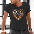 Art Teacher Heart Autumn Thanksgiving Kids Men's V-Neck T-Shirt, gift for family, gift for coworker