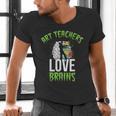 Art Teachers Love Brains Shirt Halloween Zombie Teaching Tee Men Women Kids Men's V-Neck T-Shirt, gift for family, gift for coworker