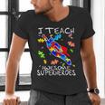 Autism Awareness Teacher I Teach Awesome Superheroes Men's V-Neck T-Shirt, gift for family, gift for coworker Autism Awareness Teacher I Teach Awesome Superheroes Men's V-Neck T-Shirt, gift for family, gift for coworker
