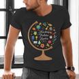Awesome Teachers T Shirt Teaching Future Leaders Globe For Men Women Men's V-Neck T-Shirt, gift for family, gift for coworker