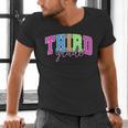 Back To School Neon Checkered Third Grade Colorful Teacher Men's V-Neck T-Shirt, gift for family, gift for coworker