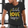 Back To School Teach Love And Inspire Teacher Sunflower Men's V-Neck T-Shirt, gift for family, gift for coworker Back To School Teach Love And Inspire Teacher Sunflower Men's V-Neck T-Shirt, gift for family, gift for coworker