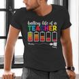 Battery Life Of a Teacher Shirt Thanksgiving Teacher Men's V-Neck T-Shirt, gift for family, gift for coworker