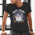 Boo Jour Ghost Halloween French Teacher Cute Coffe Croissant Men's V-Neck T-Shirt, gift for family, gift for coworker