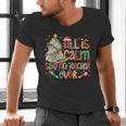 Book Tree All Is Calm Said No Teacher Ever Christmas Men's V-Neck T-Shirt, gift for family, gift for coworker Book Tree All Is Calm Said No Teacher Ever Christmas Men's V-Neck T-Shirt, gift for family, gift for coworker