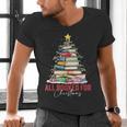 All Booked For Christmas Xmas Tree Teacher Holiday Pajamas Men's V-Neck T-Shirt, gift for family, gift for coworker