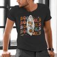 Booooks Ghost Halloween Groovy Vintage Teacher Book Reading Men's V-Neck T-Shirt, Groovy Teacher Shirts, gift for family, gift for coworker Booooks Ghost Halloween Groovy Vintage Teacher Book Reading Men's V-Neck T-Shirt, Groovy Teacher Shirts, gift for family, gift for coworker