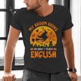 My Broom Broke So Now I Teach English Halloween Teacher Men's V-Neck T-Shirt, English Teacher Shirts, gift for family, gift for coworker