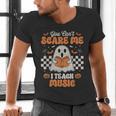 You Can't Scare Me I Teach Music Retro Teacher Halloween Men's V-Neck T-Shirt, gift for family, gift for coworker