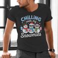 Chillin With My Snowmie Women Christmas Snowman Teacher Snow Men's V-Neck T-Shirt, gift for family, gift for coworker Chillin With My Snowmie Women Christmas Snowman Teacher Snow Men's V-Neck T-Shirt, gift for family, gift for coworker