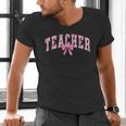 Coquette Bow Back To School First Day Teacher Men's V-Neck T-Shirt, gift for family, gift for coworker