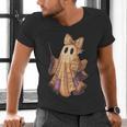 Coquette Music Note Patchwork Ghost Music Teacher Halloween Men's V-Neck T-Shirt, gift for family, gift for coworker Coquette Music Note Patchwork Ghost Music Teacher Halloween Men's V-Neck T-Shirt, gift for family, gift for coworker