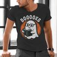 Cute Ghost Book Reading Books Lover Retro Halloween Teacher Men's V-Neck T-Shirt, gift for family, gift for coworker