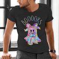 Cute Ghost Book Reading Halloween Teacher Top Girls Women Men's V-Neck T-Shirt, gift for family, gift for coworker Cute Ghost Book Reading Halloween Teacher Top Girls Women Men's V-Neck T-Shirt, gift for family, gift for coworker
