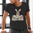 Cute Reading Bunny Glasses Books Bookworm Reader Teacher Men's V-Neck T-Shirt, gift for family, gift for coworker