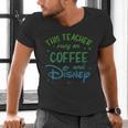 Disney This Teacher Runs On Coffee And Disney Gradient Logo Men's V-Neck T-Shirt, gift for family, gift for coworker Disney This Teacher Runs On Coffee And Disney Gradient Logo Men's V-Neck T-Shirt, gift for family, gift for coworker