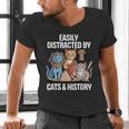 Easily Distracted By Cats & History Teacher Women Men Men's V-Neck T-Shirt, History Teacher Shirts, gift for family, gift for coworker Easily Distracted By Cats & History Teacher Women Men Men's V-Neck T-Shirt, History Teacher Shirts, gift for family, gift for coworker