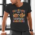 Fall In Love With Learning Autumn Fall Season Teacher Men's V-Neck T-Shirt, gift for family, gift for coworker