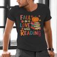 Fall In Love With Reading Autumn Thanksgiving Shirt Teacher Men's V-Neck T-Shirt, gift for family, gift for coworker Fall In Love With Reading Autumn Thanksgiving Shirt Teacher Men's V-Neck T-Shirt, gift for family, gift for coworker