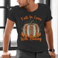 Fall In Love With Reading Pumpkin Autumn Librarians Teacher Men's V-Neck T-Shirt, gift for family, gift for coworker