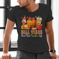 Fall Vibes Costume Teacher Thanksgiving Leopard Gnome Men's V-Neck T-Shirt, gift for family, gift for coworker Fall Vibes Costume Teacher Thanksgiving Leopard Gnome Men's V-Neck T-Shirt, gift for family, gift for coworker