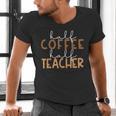 First Day Back To School Half Coffee Half Teacher Women Men's V-Neck T-Shirt, gift for family, gift for coworker