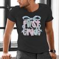 First Grade Coquette Bow Girls Teacher Team 1st Grade Squad Men's V-Neck T-Shirt, First Grade Teacher Shirts, gift for family, gift for coworker First Grade Coquette Bow Girls Teacher Team 1st Grade Squad Men's V-Neck T-Shirt, First Grade Teacher Shirts, gift for family, gift for coworker