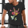 Flower American Sign Language ASL Teacher Teaching Deaf Men's V-Neck T-Shirt, gift for family, gift for coworker