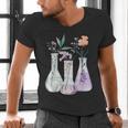 Flowers Test Tube Chemistry Student Science Teacher Women Men's V-Neck T-Shirt, Science Teacher Shirts, gift for family, gift for coworker