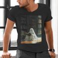 Ghost Library Halloween Book Reading Books Lover Teacher Men's V-Neck T-Shirt, gift for family, gift for coworker