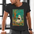 Groovy Ghost Reading Book Cat Halloween Ghost Teacher Men's V-Neck T-Shirt, Groovy Teacher Shirts, gift for family, gift for coworker Groovy Ghost Reading Book Cat Halloween Ghost Teacher Men's V-Neck T-Shirt, Groovy Teacher Shirts, gift for family, gift for coworker