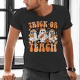 Groovy Teacher Halloween Trick Or Teach Ghost Men Women Kids Men's V-Neck T-Shirt, Groovy Teacher Shirts, gift for family, gift for coworker Groovy Teacher Halloween Trick Or Teach Ghost Men Women Kids Men's V-Neck T-Shirt, Groovy Teacher Shirts, gift for family, gift for coworker