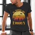 Halloween Costume Teacher Love Brains Zombie Men's V-Neck T-Shirt, gift for family, gift for coworker Halloween Costume Teacher Love Brains Zombie Men's V-Neck T-Shirt, gift for family, gift for coworker
