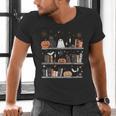 Halloween Library Ghost Books Teacher Spooky Trick Or Teach Men's V-Neck T-Shirt, gift for family, gift for coworker