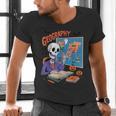 Halloween Skeleton Geography Teacher Pumpkin Bats Classroom Men's V-Neck T-Shirt, gift for family, gift for coworker Halloween Skeleton Geography Teacher Pumpkin Bats Classroom Men's V-Neck T-Shirt, gift for family, gift for coworker