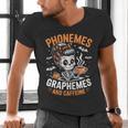 Halloween Skeleton Teacher Phonemes Graphemes Caffeine Lover Men's V-Neck T-Shirt, gift for family, gift for coworker Halloween Skeleton Teacher Phonemes Graphemes Caffeine Lover Men's V-Neck T-Shirt, gift for family, gift for coworker