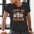 Halloween Teacher Ghosts Trick Or Teach Retro Costume Women Men's V-Neck T-Shirt, gift for family, gift for coworker