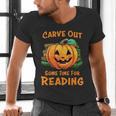 Halloween Teacher Librarian Pumpkin Reading Books Men Women Kids Men's V-Neck T-Shirt, gift for family, gift for coworker